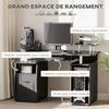 Computer Desk with Shelves, Drawer, Printer Stand, Keyboard Tray, 120 x 50 x 85 cm, Black