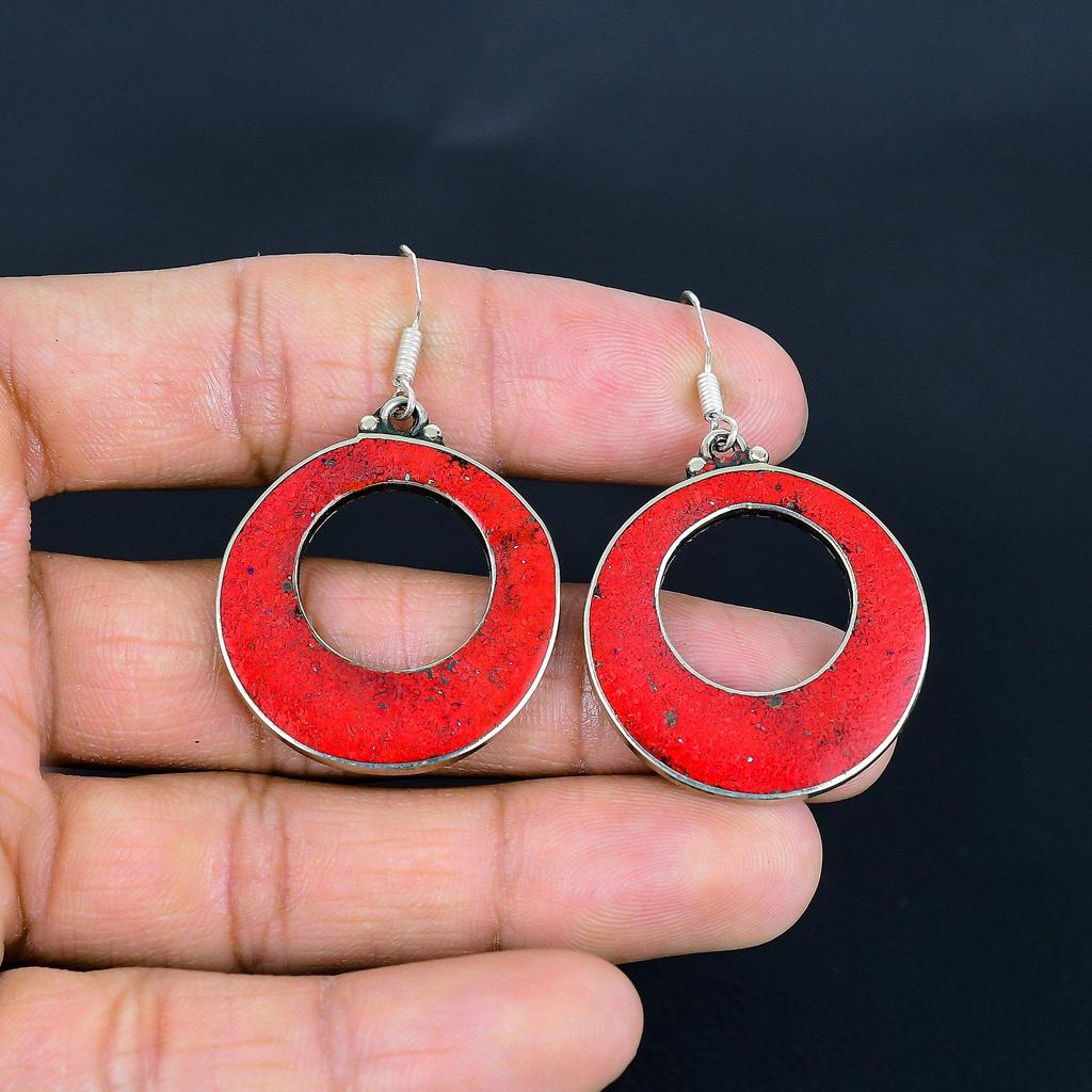 Red Coral 925 Sterling Silver Earrings Tibetan Silver Earrings Handmade Earrings Tibetan Jewelry Tribal Ethnic Nepali Pendant Gifts For Mom