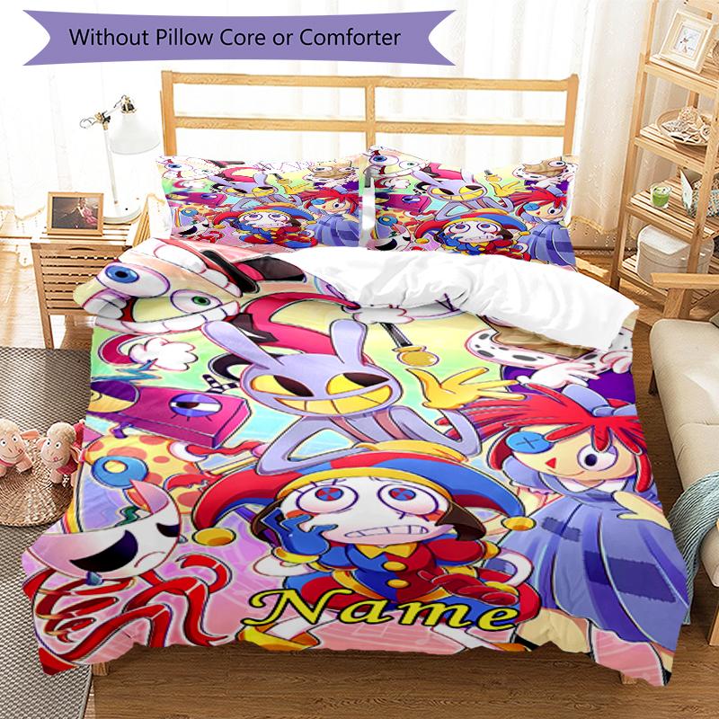 3pcs Custom Name The Amazing Digital Circus Bedding Set Duvet Cover Closure Includes 1 Duvet Cover & 2 Pillowcases, Soft and Comfortable for All Seaso