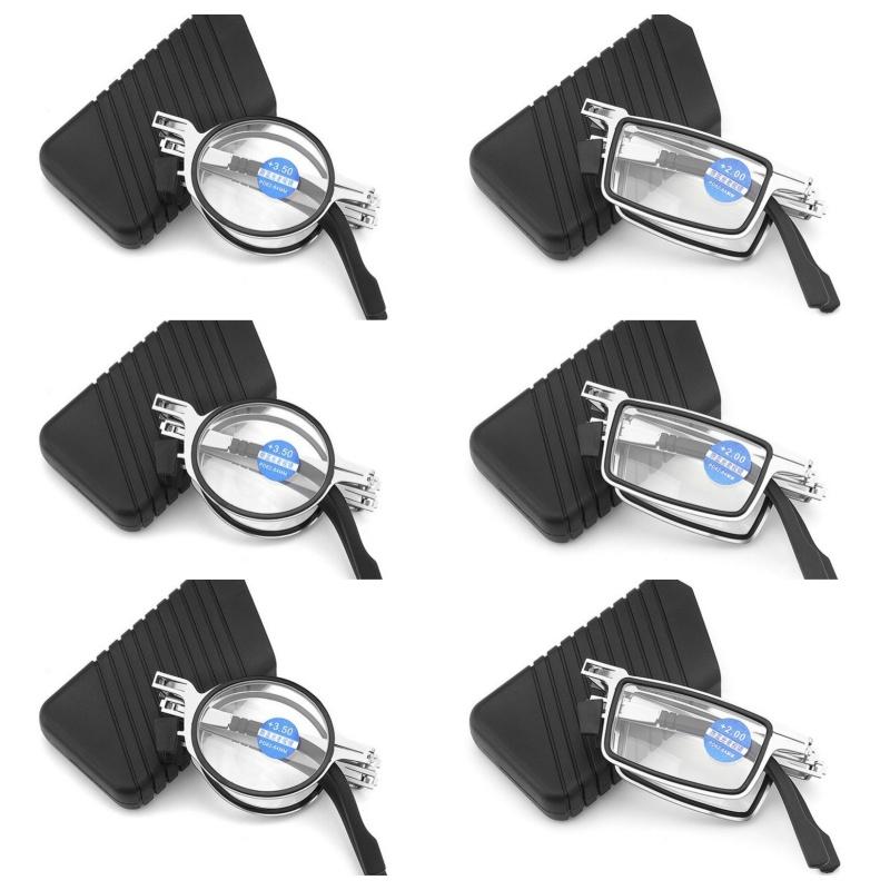 

6PCS Retro Folding Reading Glasses for Men / Women Metal Frame Anti-blue Light Eyeglasses with Free Case 4.0