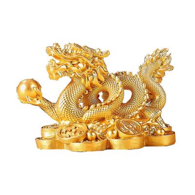 Chiński pomyślny pieniądz smoka figurka żywiczna rzeźba Feng Shui dekoracja dom salon sypialnia biuro figurki