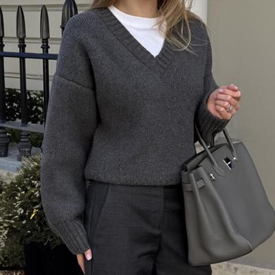 Casual V-neck Long-sleeved Vest Sweater for Women 2025 Autumn Winter