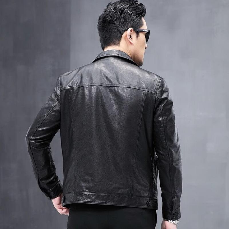Leather Leather Jacket Men's Casual Large Size Men's Cowhide Top Leather Motorcycle Jacket