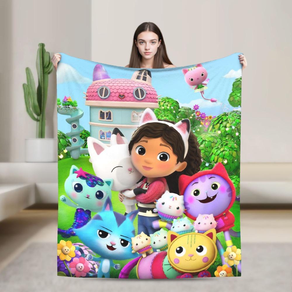 Gabby flannel blanket cute cartoon design soft blanket for the bedroom camping cosy bedspread sofa bed cover
