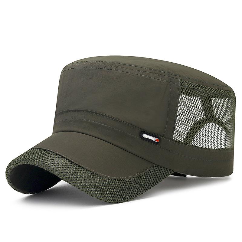 

Швидкосохнучі капелюхи Чоловічі капелюхи з плоским верхом Весняно-осінні капелюхи від сонця та для затінення Печворк Сітчасті Дихаючі Сонцезахисні капелюхи Adjustable 55-60cm армія зелений колір