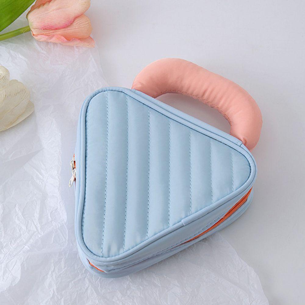 

Square Triangle Simple Fashion Women Cosmetic Bag Makeup Case Storage Bag Travel Toiletry Bag blue-small