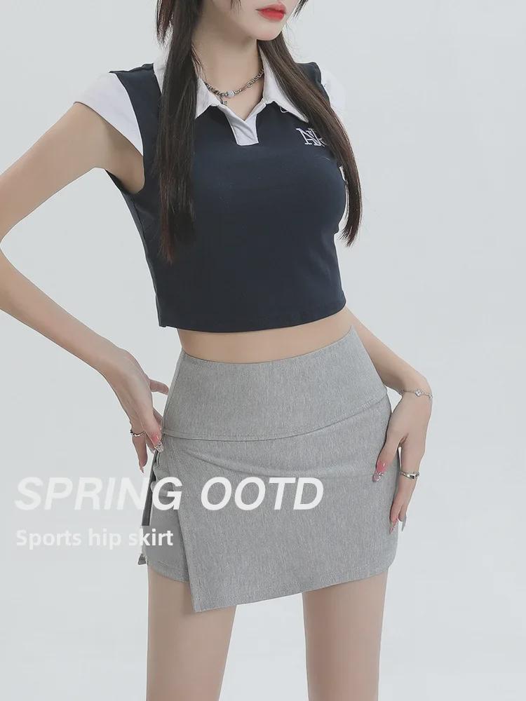 Gonna Midi Snellente a Vita Alta da Donna - Stile Hot Girl Primavera/Estate, Spacco Sportivo Bodycon Anti-Esposizione con Dettaglio Pantalone Fluido.