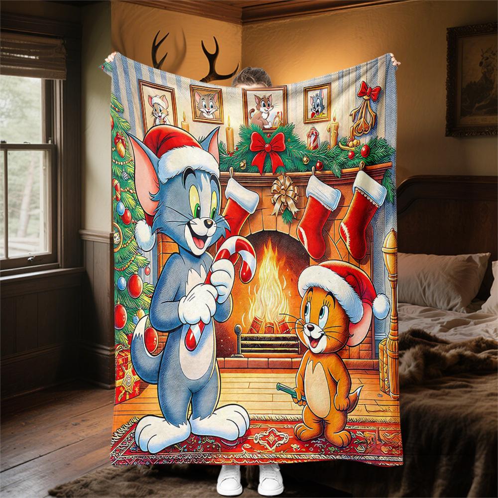 1pc Tom JerryOutdoor Flannel Blanket Soft Plush Decor for Picnics, camping,Bedroom, Playroom, or Lunch Breakn1188A