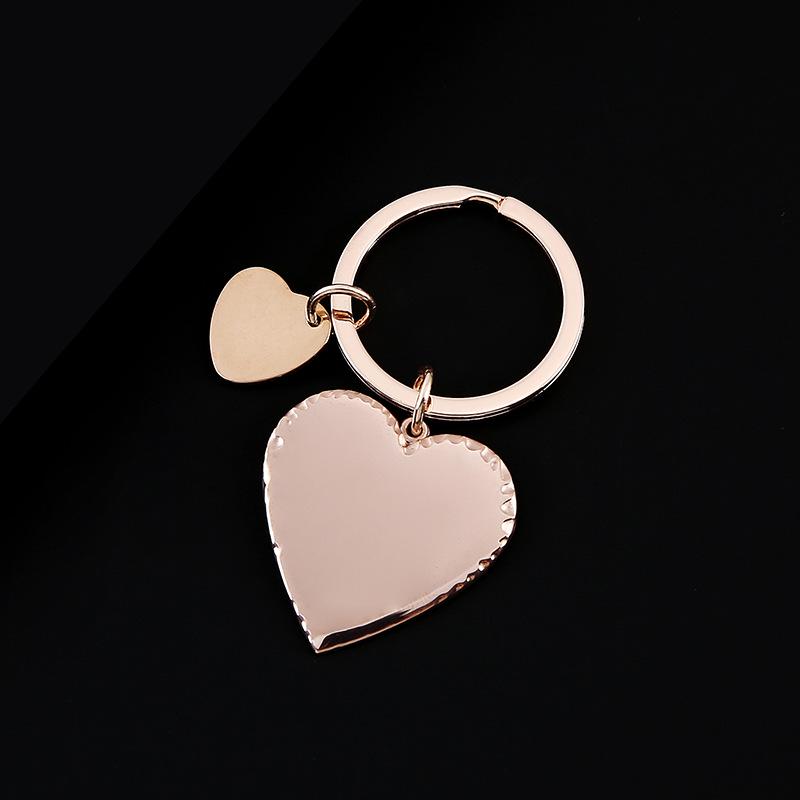 Stainless Steel Heart-Shaped Keychain with Laser Engraving and UV Color Printing