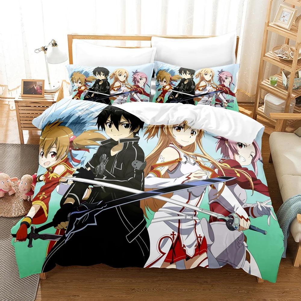 Anime Sword  Art Online Bedding Sets Japan Cartoon Bed Linen Polyester 3D Gift for Kids Twin Single Queen King Size Duvet Covers