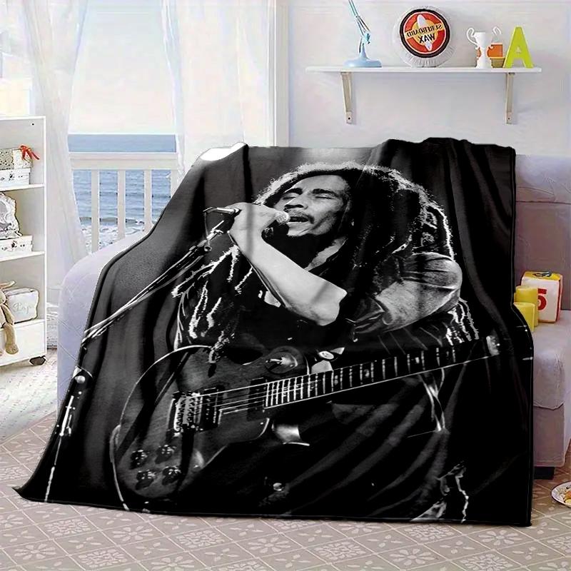 Bob music Vibrant Art Blanket Flannel Blanket for bed, sofa, Camping, Hiking, Picnic Essentials, gift for family Fan gifts