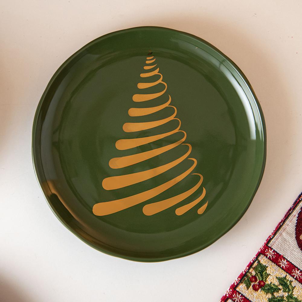 Exquisite Christmas Ceramic Plate Light Luxury Hotel Restaurant Steak Plates Home Party Cuisine Plate Rice Bowls Christmas Gifts