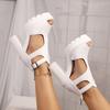 Summer High Heel Sandals Women Plus Size Fish Mouth Shoes Platform Block Heel Cutout