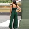 Summer and Autumn Pure Color Women Sexy Suspenders Sleeveless Jumpsuit Wide Leg Pants Office Work Ladies Romper