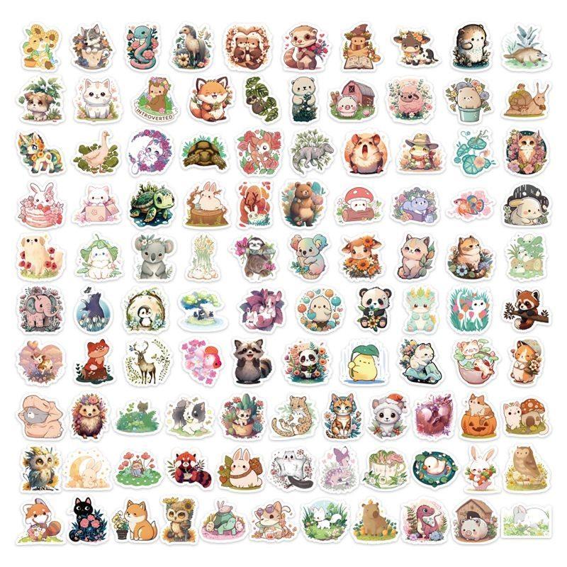 

1set Happy Animal Stickers Ins Cute Zoo Decoration Account Material Phone Case Waterproof Stickers Self Adhesive