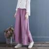 Hose für Damen im chinesischen Stil aus Baumwolle und Leinen, Hose mit weitem Bein, Sommer, Retro, bestickt, locker, weites Bein