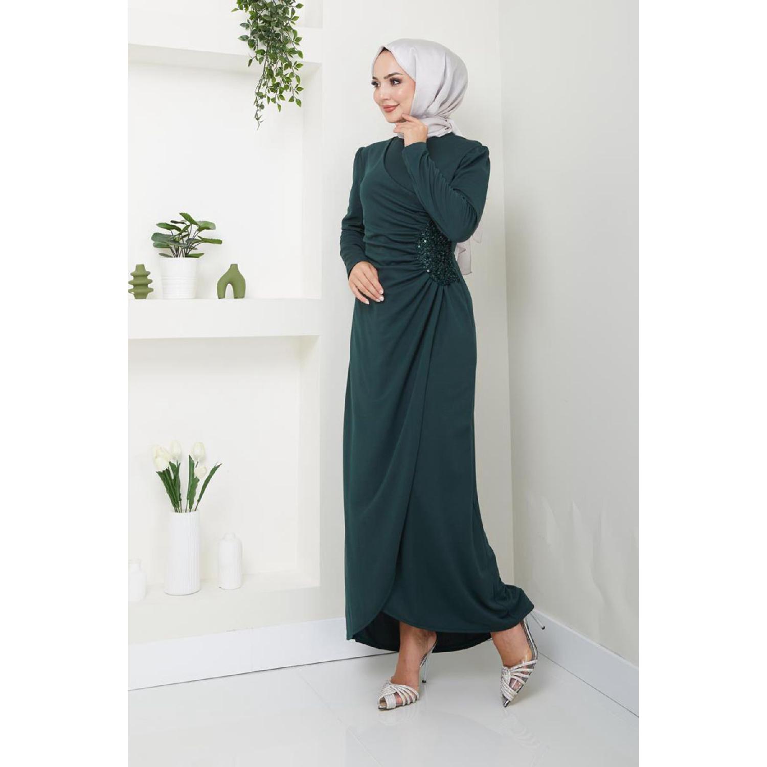 

Women s Clothing Evening Dress Fashion Sequin Long Hijab Evening Dress 2743 Green 36 зелений