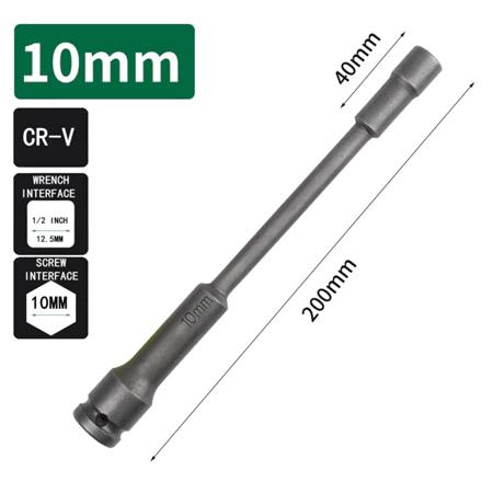 8/10/12/14MM Extra Long Thin Wall Socket 200mm Hex Nut Socket Wrenches For Automobiles Motorcycle
