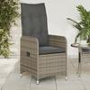 Vidaxl Folding Garden Chair With Cushions, Grey Poly Rattan