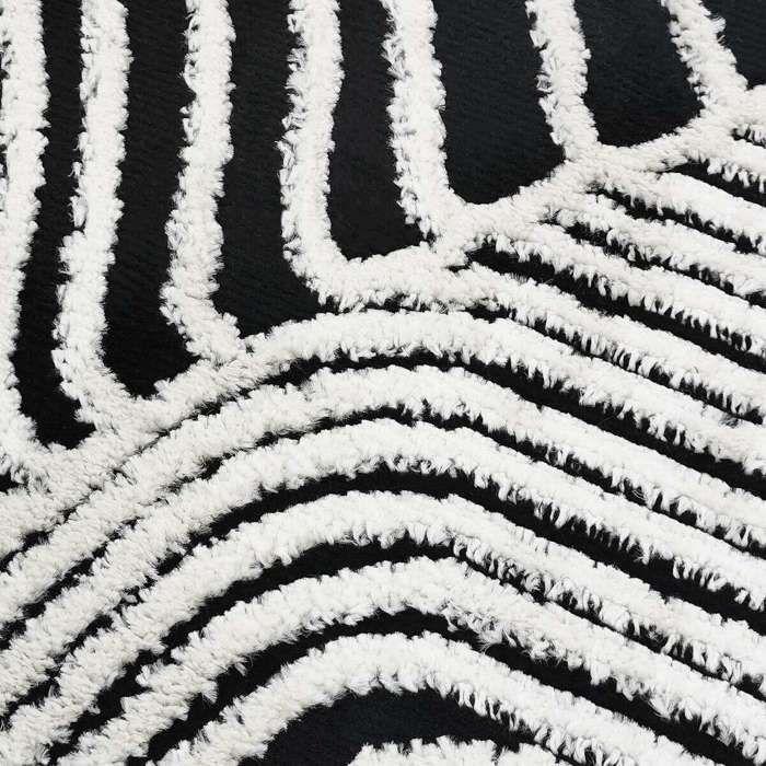 Tapis salon effet relief motifs montagnes blanc noir 120x170