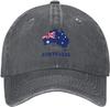 Australia Map Flag Vintage Twill Denim Baseball Cap Sun Protection Casual Unisex Adult