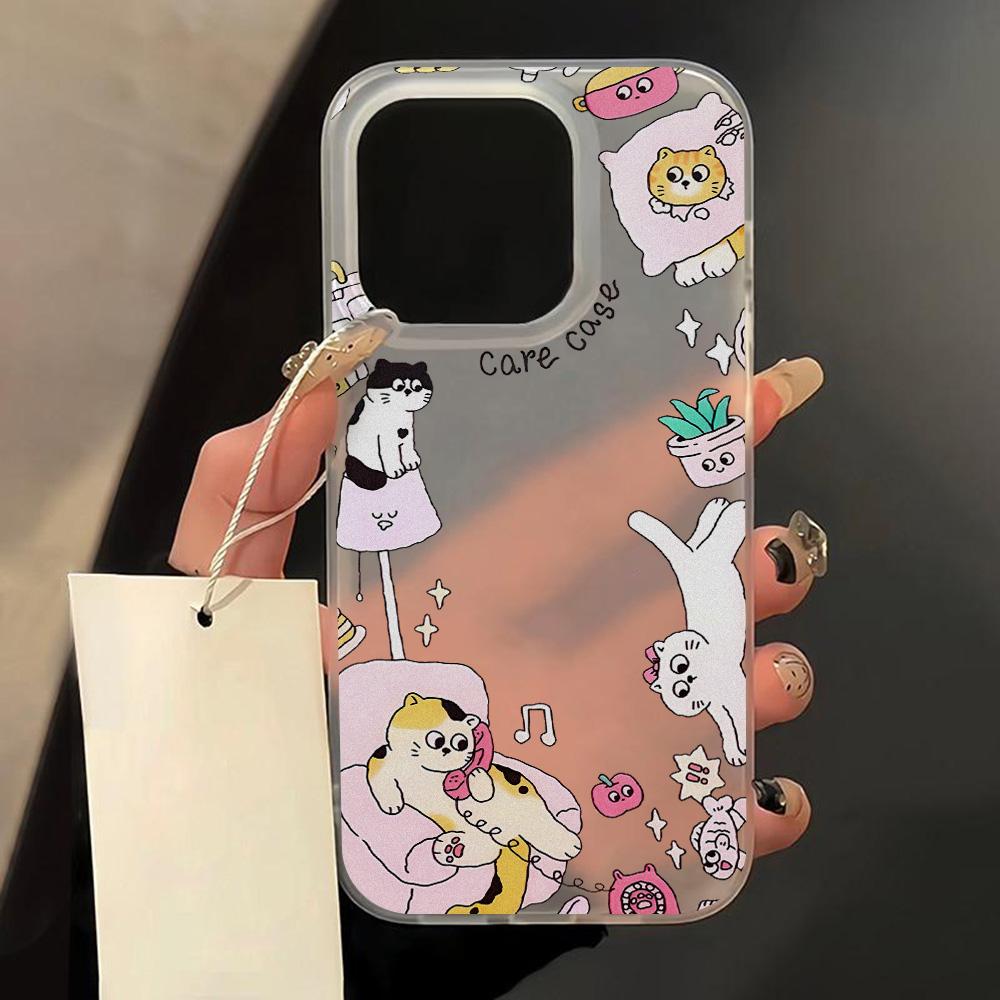 Mobile Phone Cases for iPhone 11 13 15 Pro Max 12 14 Pro Max Case iPhone 16 15 Plus 13 Pro 12 Mini 13 Mini Frosted Texture Painted Cartoon Flowers