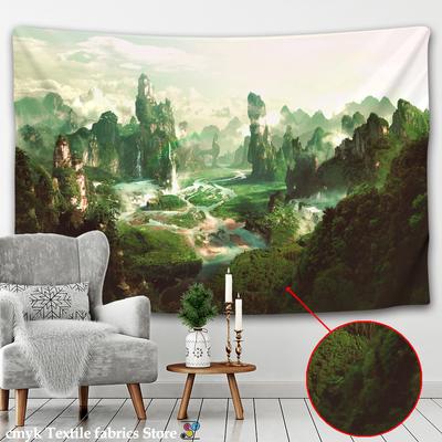 Primitive Wald Wandteppich Hängen Psychedelic Natürliche Landschaft Böhmischen Polyester Druck Hintergrund Tuch Dekor