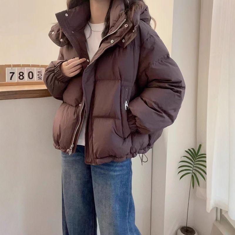 Fashion Maillard Short Hooded Down Padded Jacket Women's Winter Loose Thick Padded Jacket Trend