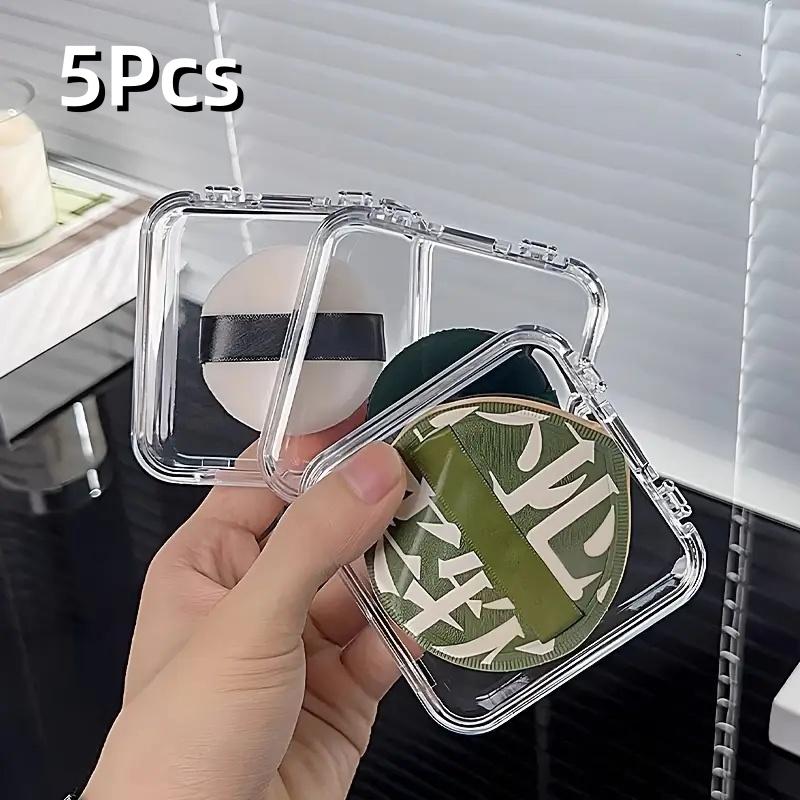 Plastic Makeup Powder Puff Organizer Box Dust-Proof Transparent Storage Case Jewelry and Manicure Supplies Organizer Lightweight