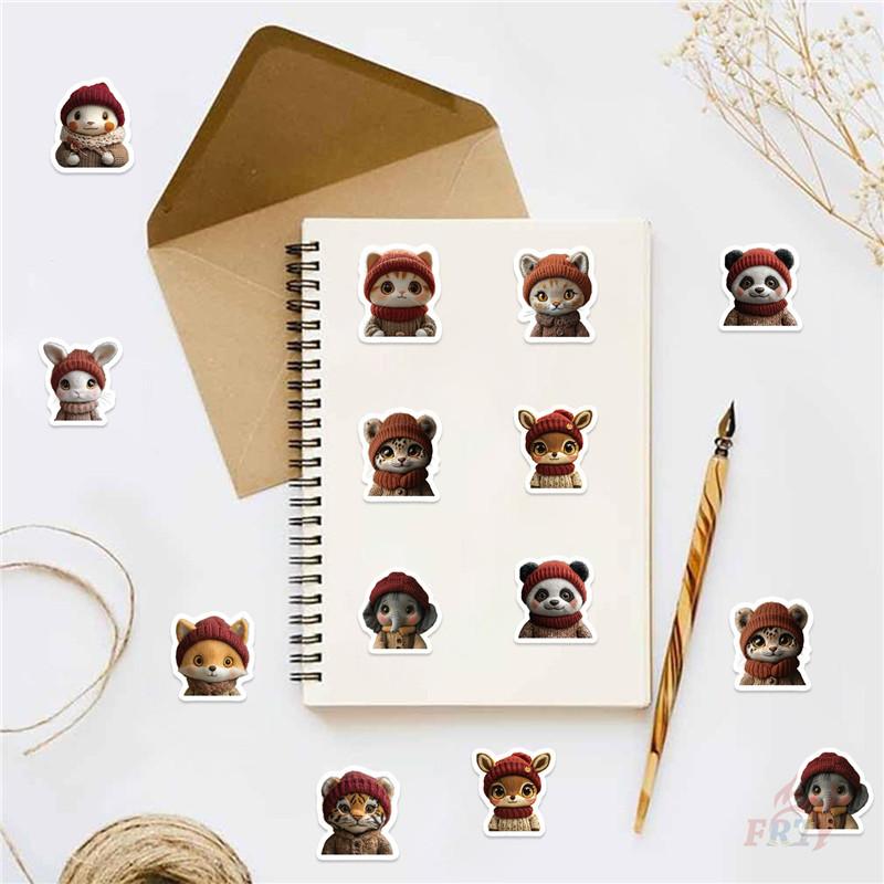 500Pcs/Roll Q Animals Wearing Knitted Hat Kids Rewards Stickers - DIY Scrapbooks Album Decor Sealing Label Decals