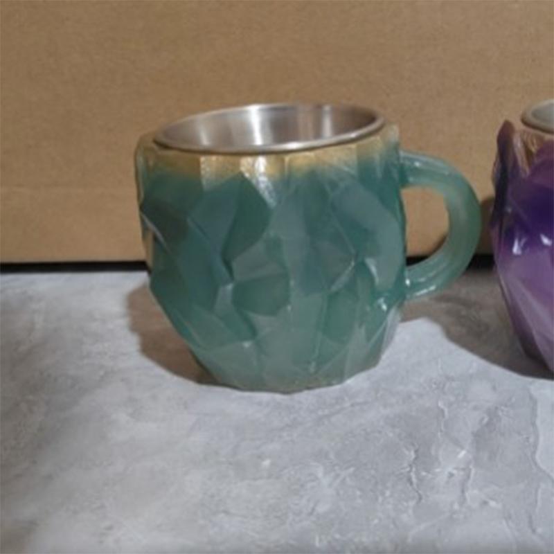 Mineral Crystal Resin Coffee Mugs Irregular Appearance Inner Wall Water Cups House Drink Milk Cups Imitation Mineral Crystal Cup