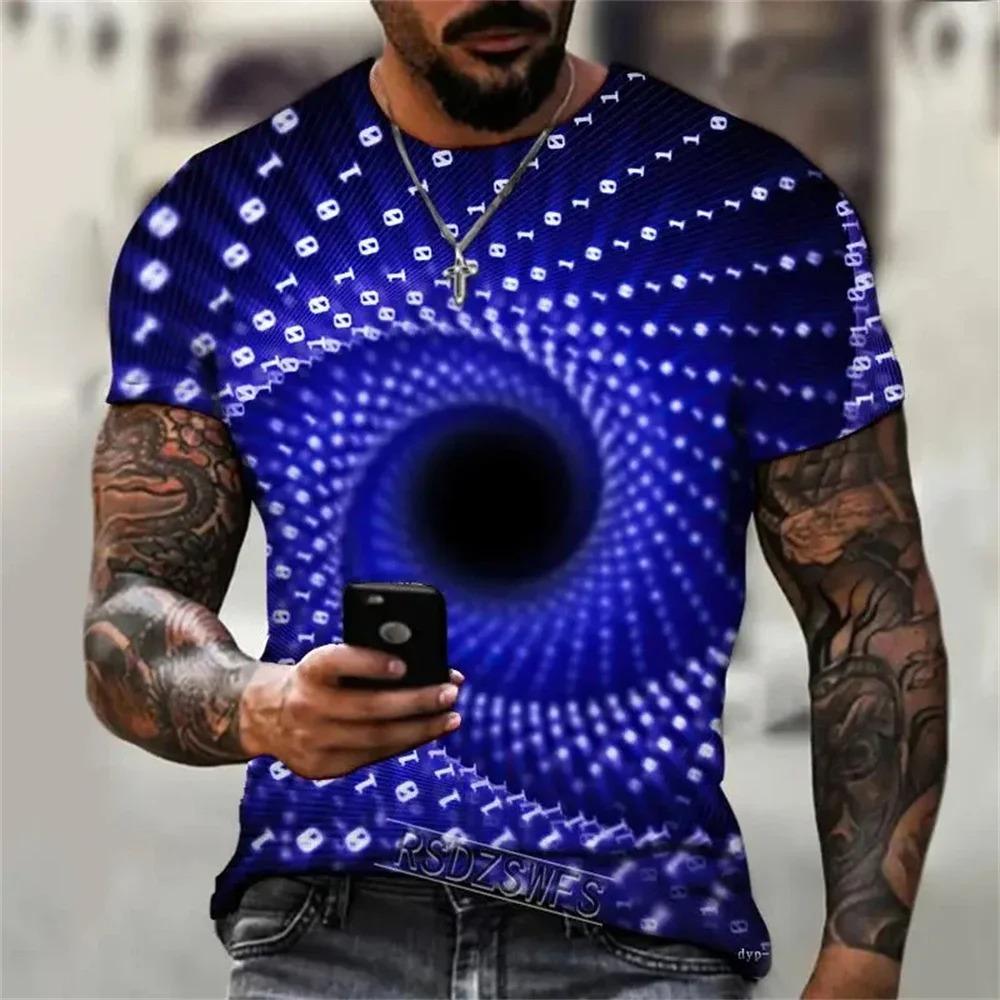 New Summer Men's Abstract Design T-Shirt Fashion Casual 3D Printing Loose O Neck Short Sleeve Street Personality Plus Size Tops