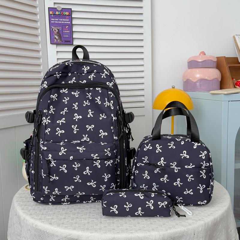 Set Zaino Floreale con Fiocco a 3 Pezzi, Zaino Grande Leggero Impermeabile per Studenti