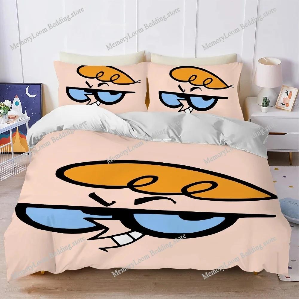 Divertente Carino D-Dexters-Lab Set Copripiumino Stile Casa Biancheria da Letto Morbido Cotone Lavabile Letto Quattro Stagioni Dormitorio Studente Tessile per la Casa9