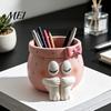 Unique Birthday Gifts for Girls Cute Cartoon Girl Pen Holder, Resin Makeup Brush Decorative Desktop Creative Stationery Holder Organizer with