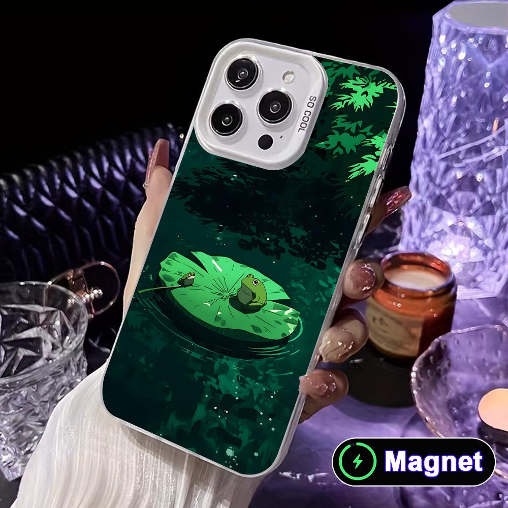 

Kawaii Frog Phone Case for iPhone 17 16 15 14 13 12 11 X XR XS Air Pro Max Plus Colorful Silver MagSafe Cover iPhone 16 Pro