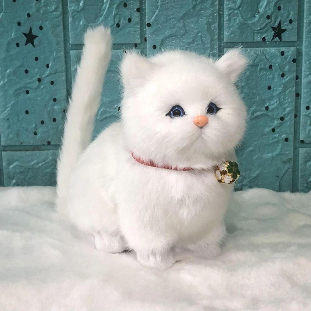 Fluffy Simulation Cat Plush Toy Cute Imitation Cat Plush Doll Plush Cats with Sound  Easter Gifts