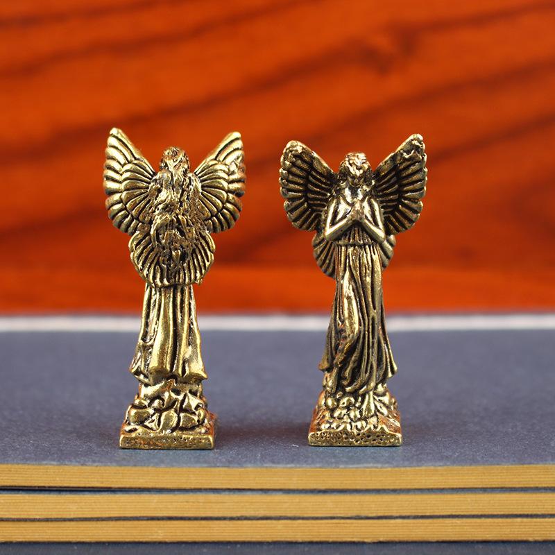 1Pc Solid Brass Cupid Statue - God of Love Guardian Angel Figurine for Desktop, Home Decor Accessories & Romantic Gift