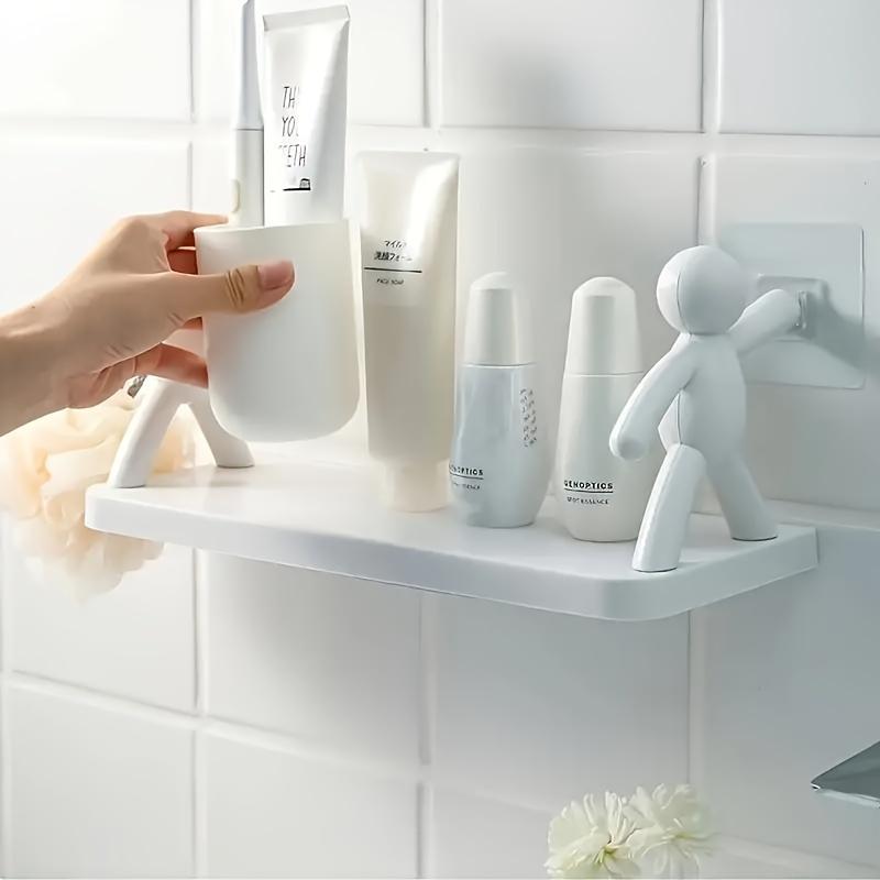 1PC [Modern Storage Shelf] Modern Plastic Chic Humanoid Wall-Mounted Storage Shelf - Organizer for Kitchen & Bathroom