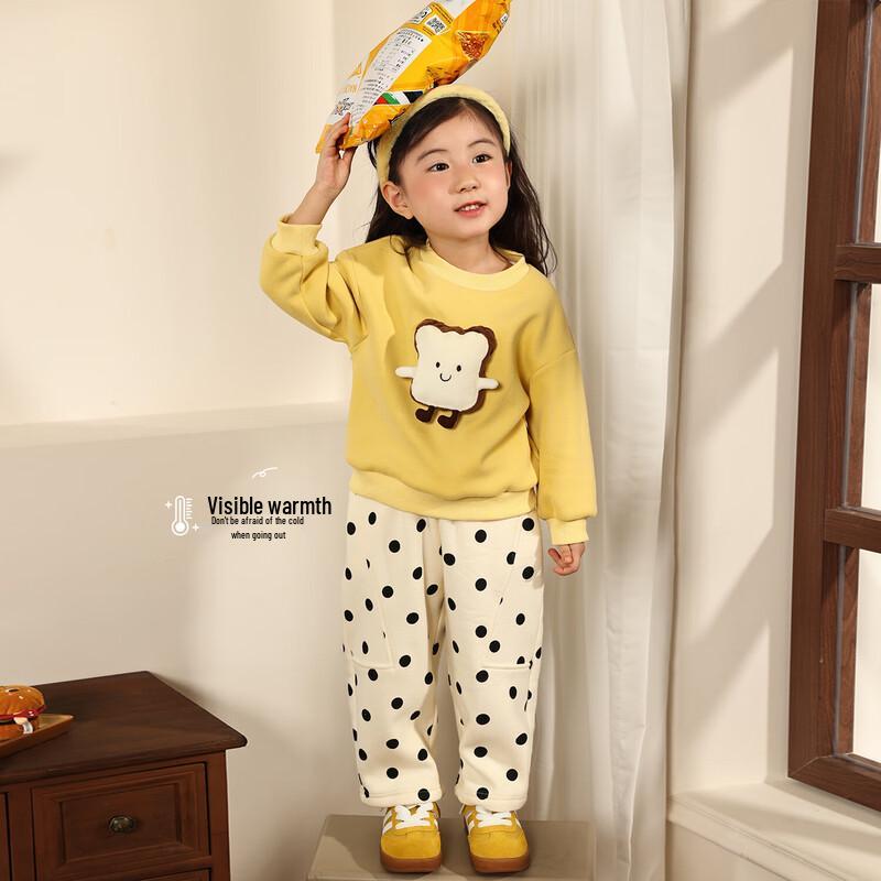 LUSON Baby Girls  2025 Winter Plush Lined Lantern Pants 100