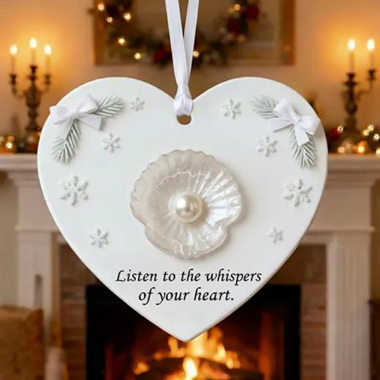 Heartfelt Inspirations Christmas Ornament Shell Reindeer Dragonfly Paw Feather Tulip Xmas Tree Hanging Heart Shape Decoration Holiday Party Pendant