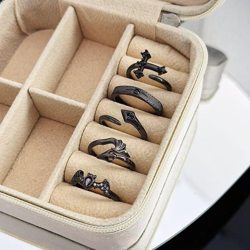 Dark Personality Retro Zircon Cross Bat Open Ring Niche Hip Hop Street Trendy Cool Ring Girl
