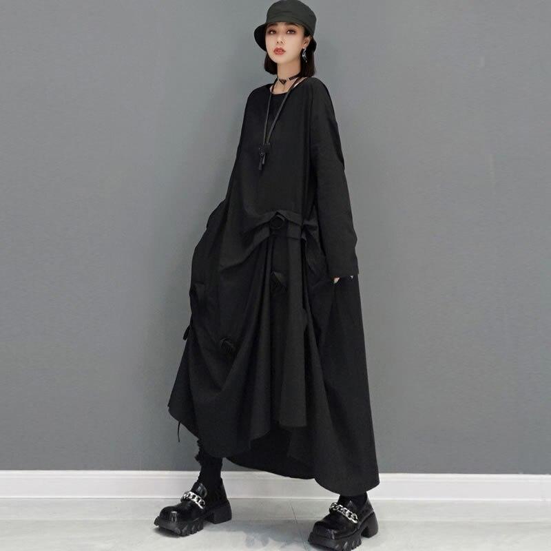Xitao Vintage Floral Patchwork-kjole Kvinner Uformell Trendy Mote Ny koreansk stil O-halskrage Langermet Elegant WMD2728
