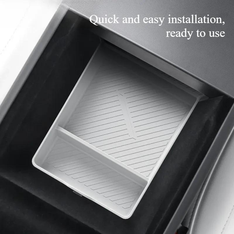 For Tesla Model 3 Y Juniper Highland 2025 Center Console Armrest Storage Box Stowing Tidying Lower Bottom Mat Organizer Tray Pad