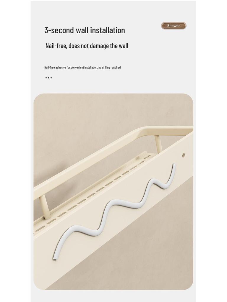 Luxury Wall-Mounted Bathroom Shelf with No-Punch Storage Rods