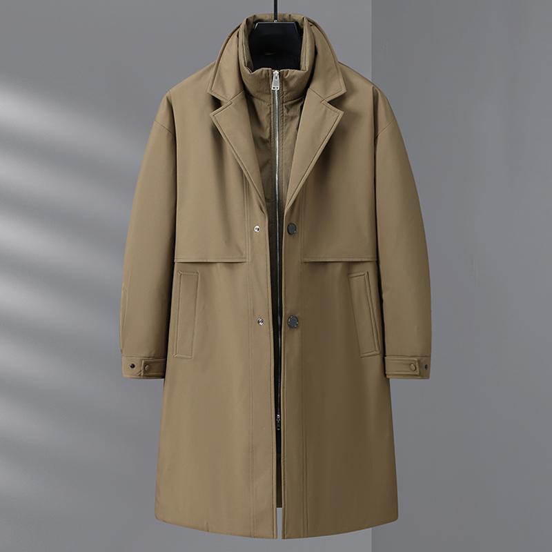 

Модные зимние пуховики из белого утиного пуха для мужчин, парки, толстые теплые длинные пуховики, мужское пальто 3XL хаки