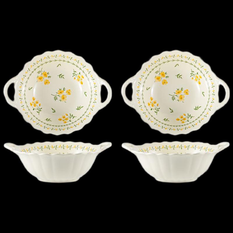 

Peiersen 9.5-inch Japanese Ceramic Double-Handle Rice Bowls (Set of 2)