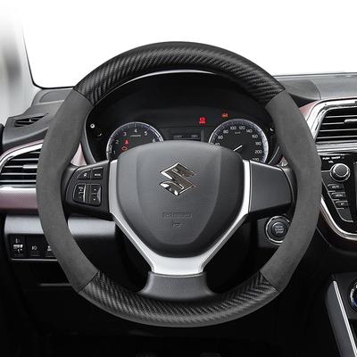 Hhkiv1 For Suede Carbon Fiber PU Leather Steering Wheel Cover Fit Swift Sport Accessories Sx4 Grand Vitara Jimny Solio Hustler