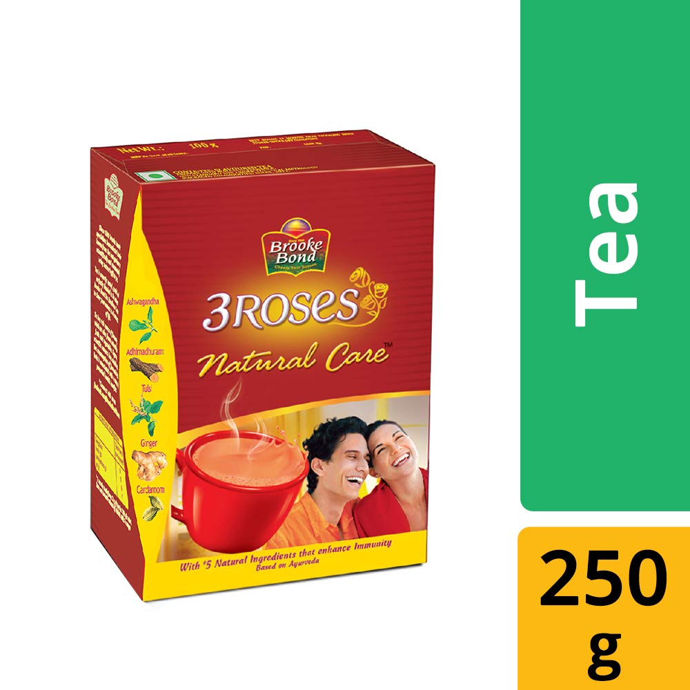 Brooke Bond 3 Roses Natural Care Práškový čaj 250 gramové balení se zázvorem pro imunitu a pohodu