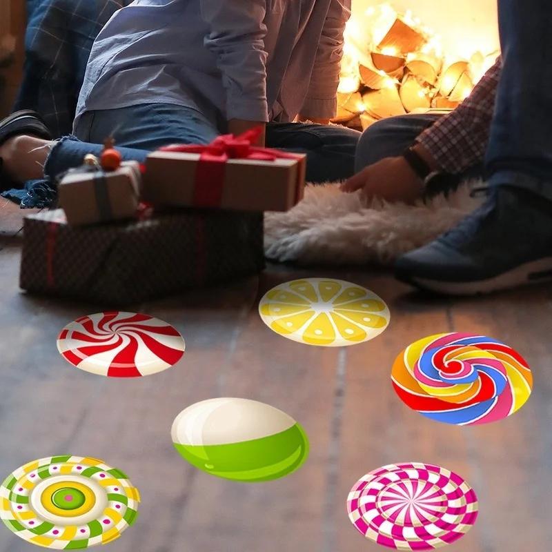 Christmas New Floor Sticker Candy Pattern Living Room Bedroom Floor Decoration Wall Sticker Home Christmas Decoration Sticker